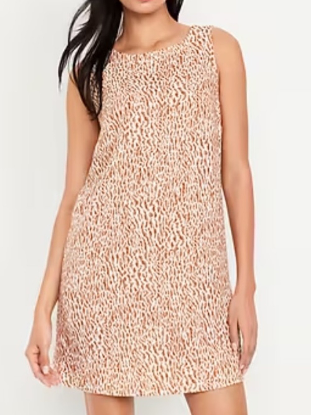NWT OLD NAVY Linen-Blend Mini Shift Dress cheetah print pockets MED TALL